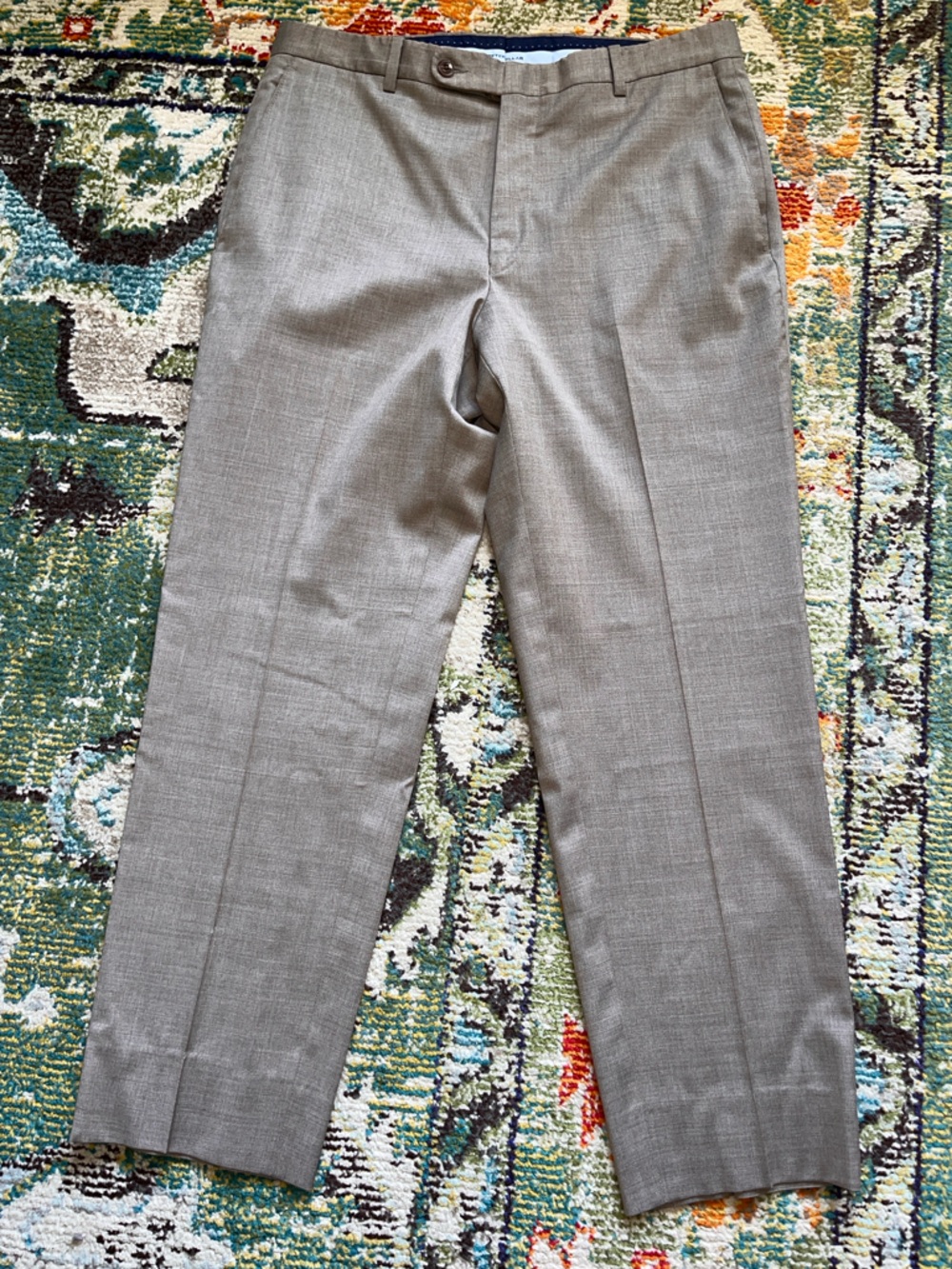 Peter Millar Dress Pants 32x28 Brown Wool Stretch Flat Front Trousers